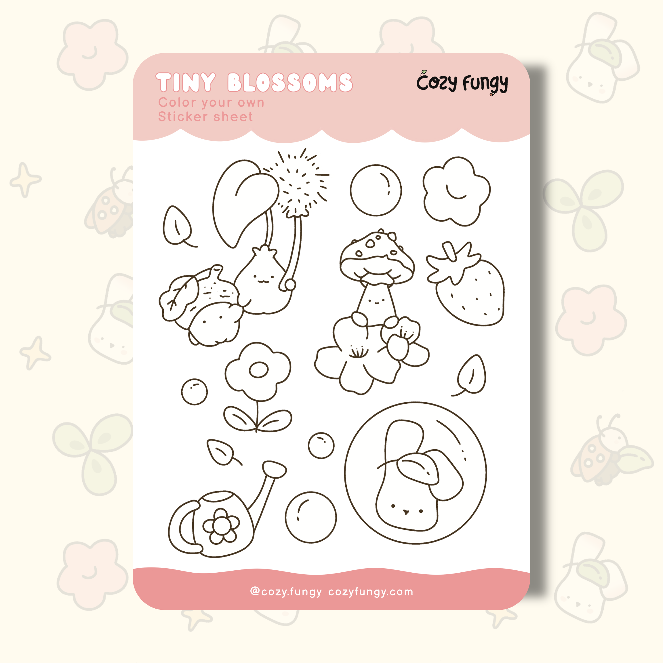 Sticker sheet  "Color your own" - Tiny Blossoms