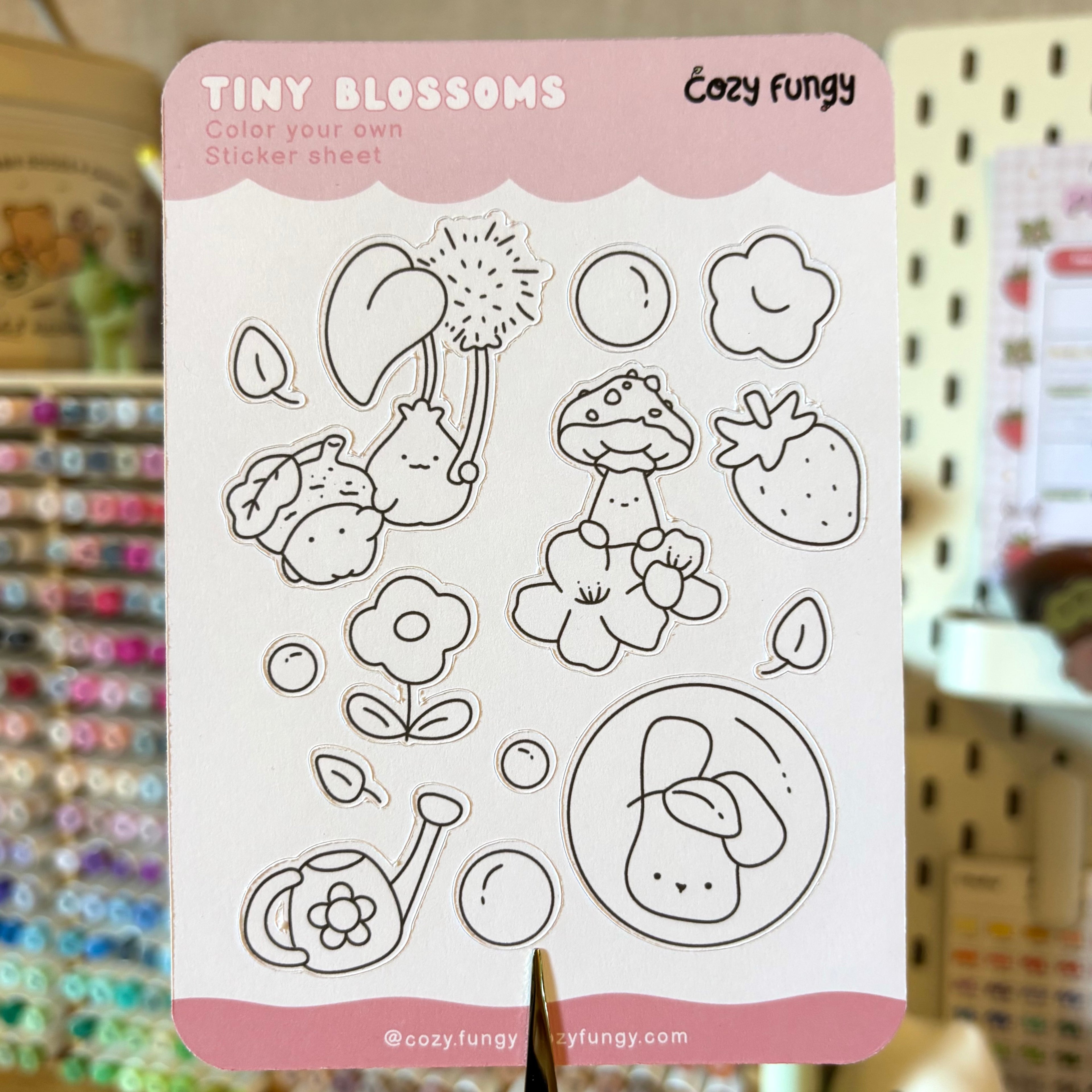Sticker sheet  "Color your own" - Tiny Blossoms