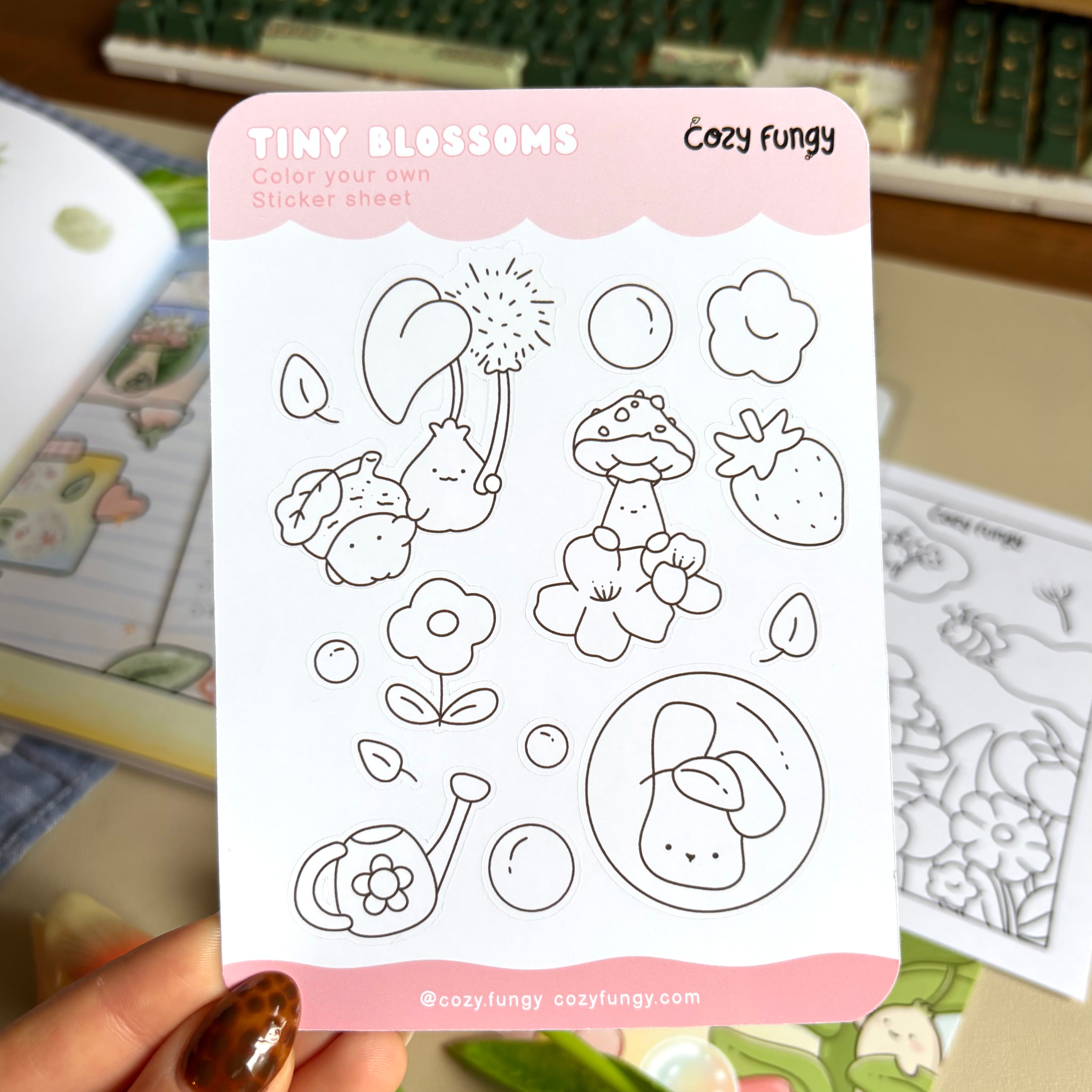 Sticker sheet  "Color your own" - Tiny Blossoms