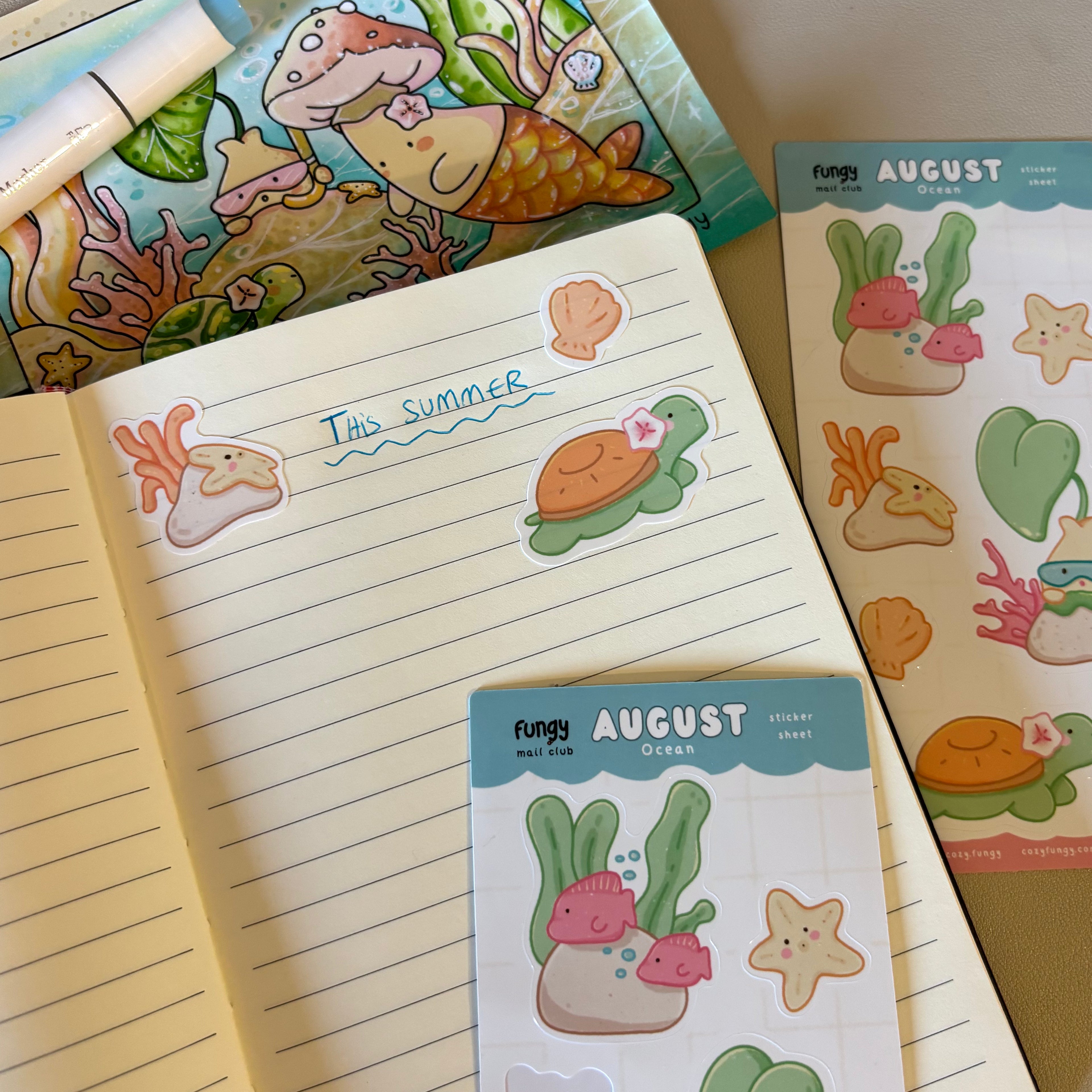 Sticker sheet - August Mail Club
